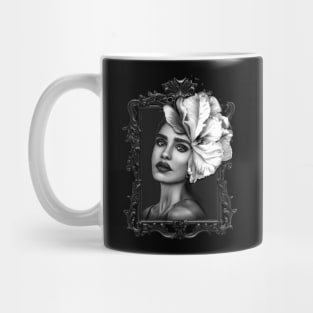 White flower Ladies Fine Art HomeDecor Wall Art Digital Prints Artwork Illustration Fine Mug